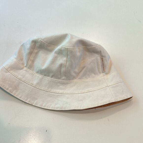 Michiko London natural off white and orange reversible, bucket hat - Picture 7 of 7